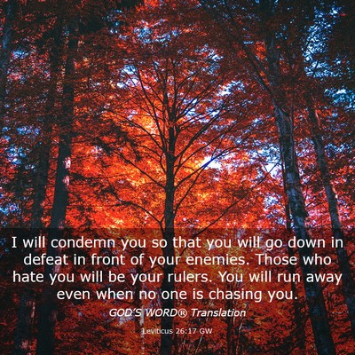 Picture 03 - Leviticus 26:17 GW - I will condemn you so that you will go down in - Bible Verse Picture