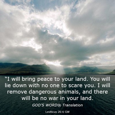 Picture 03 - Leviticus 26:6 GW - “I will bring peace to your land. You will lie - Bible Verse Picture