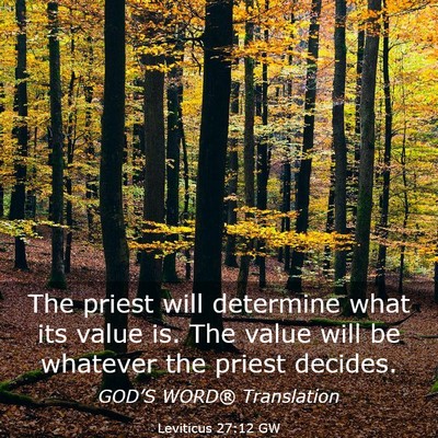 Picture 03 - Leviticus 27:12 GW - The priest will determine what its value is. The - Bible Verse Picture
