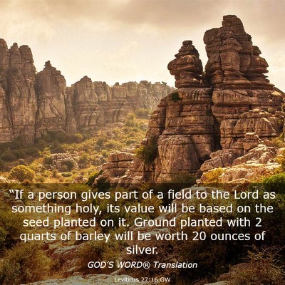 Picture 03 - Leviticus 27:16 GW - “If a person gives part of a field to the Lord - Bible Verse Picture