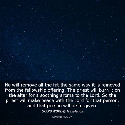 Picture 03 - Leviticus 4:31 GW - He will remove all the fat the same way it is - Bible Verse Picture