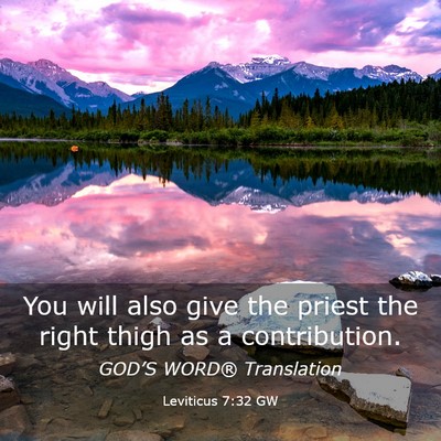Picture 03 - Leviticus 7:32 GW - You will also give the priest the right thigh as - Bible Verse Picture
