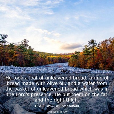 Picture 03 - Leviticus 8:26 GW - He took a loaf of unleavened bread, a ring of - Bible Verse Picture