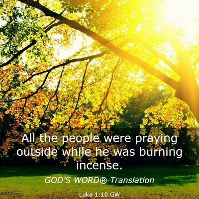 Picture 03 - Luke 1:10 GW - All the people were praying outside while he was - Bible Verse Picture