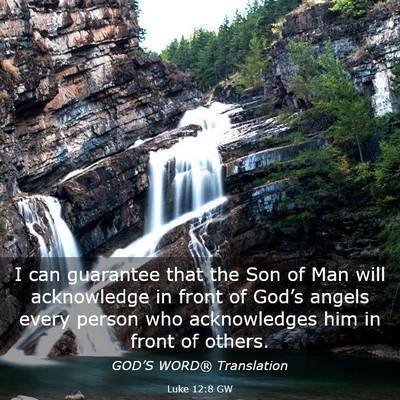 Picture 03 - Luke 12:8 GW - I can guarantee that the Son of Man will - Bible Verse Picture
