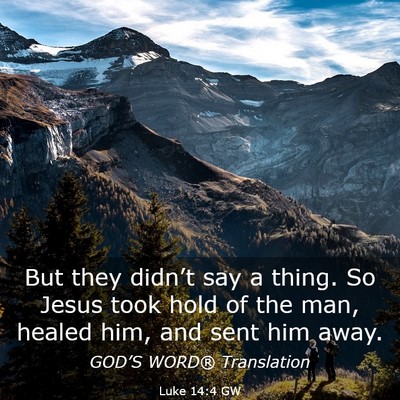 Picture 03 - Luke 14:4 GW - But they didn’t say a thing. So Jesus took hold - Bible Verse Picture
