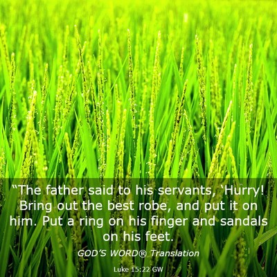 Picture 03 - Luke 15:22 GW - “The father said to his servants, ‘Hurry! - Bible Verse Picture