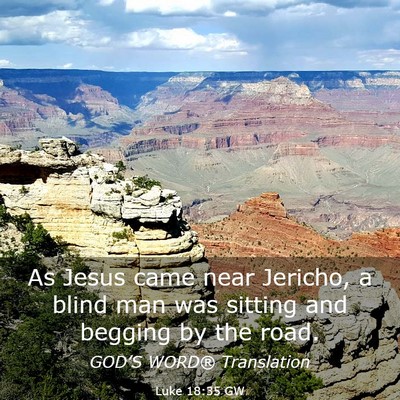 Picture 03 - Luke 18:35 GW - As Jesus came near Jericho, a blind man was - Bible Verse Picture