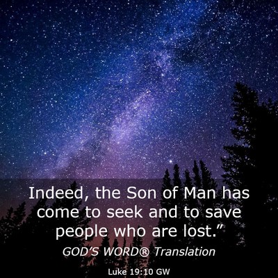 Picture 03 - Luke 19:10 GW - Indeed, the Son of Man has come to seek and to - Bible Verse Picture