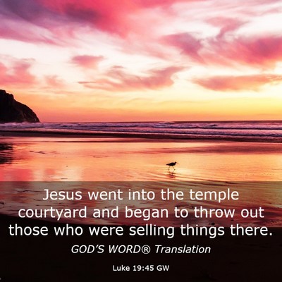 Picture 03 - Luke 19:45 GW - Jesus went into the temple courtyard and began to - Bible Verse Picture