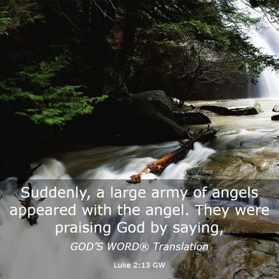Picture 03 - Luke 2:13 GW - Suddenly, a large army of angels appeared with - Bible Verse Picture