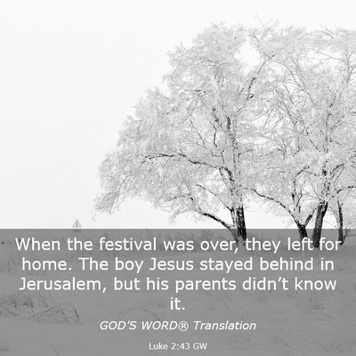 Picture 03 - Luke 2:43 GW - When the festival was over, they left for home. - Bible Verse Picture