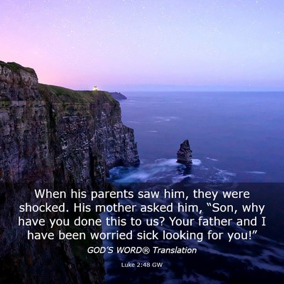 Picture 03 - Luke 2:48 GW - When his parents saw him, they were shocked. His - Bible Verse Picture