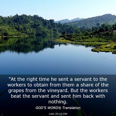 Picture 03 - Luke 20:10 GW - “At the right time he sent a servant to the - Bible Verse Picture