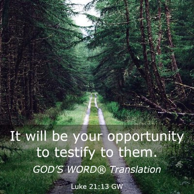 Picture 03 - Luke 21:13 GW - It will be your opportunity to testify to - Bible Verse Picture