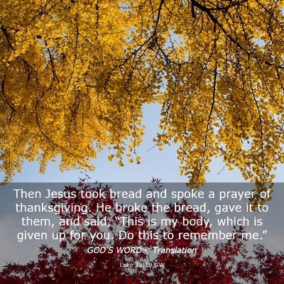 Picture 03 - Luke 22:19 GW - Then Jesus took bread and spoke a prayer of - Bible Verse Picture