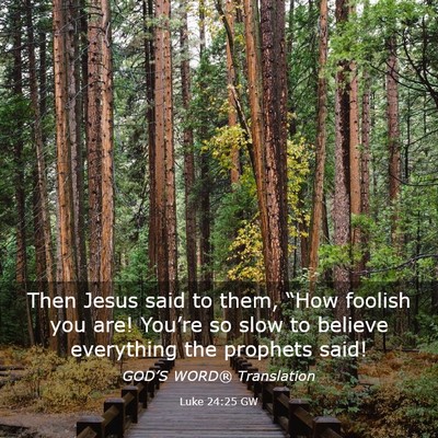 Picture 03 - Luke 24:25 GW - Then Jesus said to them, “How foolish you are! - Bible Verse Picture