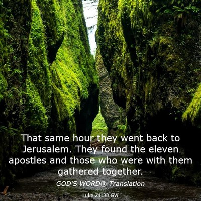 Picture 03 - Luke 24:33 GW - That same hour they went back to Jerusalem. They - Bible Verse Picture