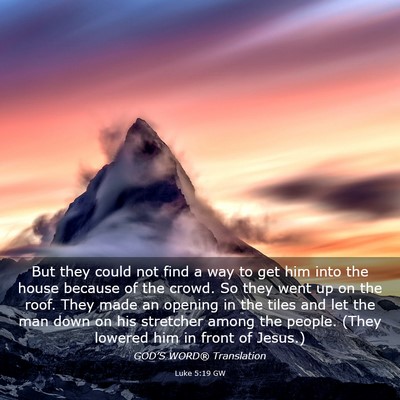Picture 03 - Luke 5:19 GW - But they could not find a way to get him into the - Bible Verse Picture