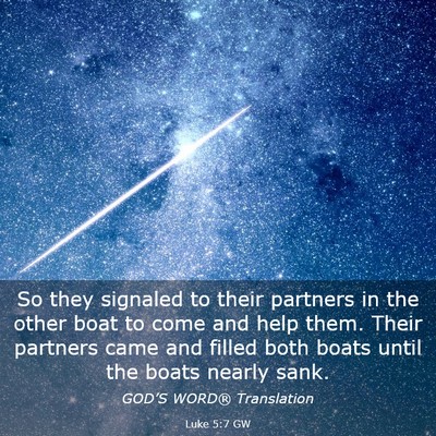 Picture 03 - Luke 5:7 GW - So they signaled to their partners in the other - Bible Verse Picture