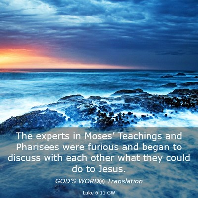 Picture 03 - Luke 6:11 GW - The experts in Moses’ Teachings and Pharisees - Bible Verse Picture