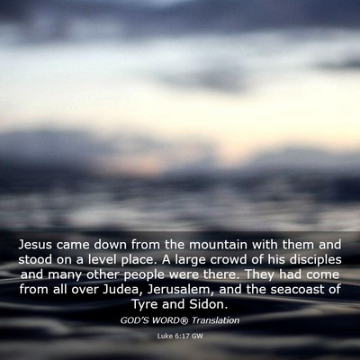 Picture 03 - Luke 6:17 GW - Jesus came down from the mountain with them and - Bible Verse Picture
