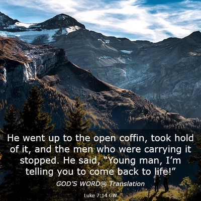 Picture 03 - Luke 7:14 GW - He went up to the open coffin, took hold of it, - Bible Verse Picture