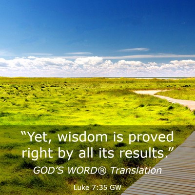 Picture 03 - Luke 7:35 GW - “Yet, wisdom is proved right by all its - Bible Verse Picture