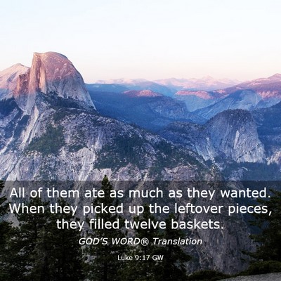 Picture 03 - Luke 9:17 GW - All of them ate as much as they wanted. When they - Bible Verse Picture
