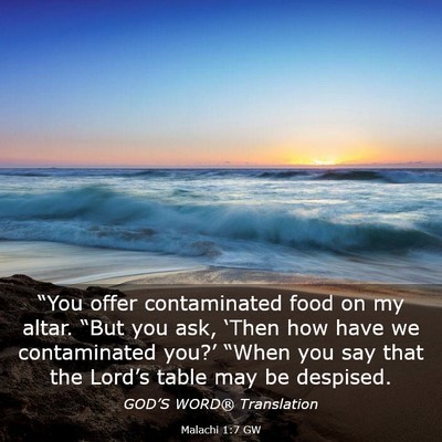 Picture 03 - Malachi 1:7 GW - “You offer contaminated food on my altar. - Bible Verse Picture