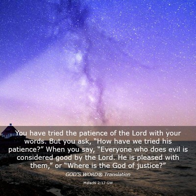 Picture 03 - Malachi 2:17 GW - You have tried the patience of the Lord with your - Bible Verse Picture