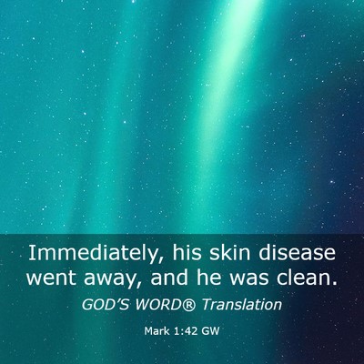 Picture 03 - Mark 1:42 GW - Immediately, his skin disease went away, and he - Bible Verse Picture