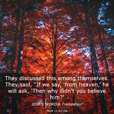 Picture 03 - Mark 11:31 GW - They discussed this among themselves. They said, - Bible Verse Picture