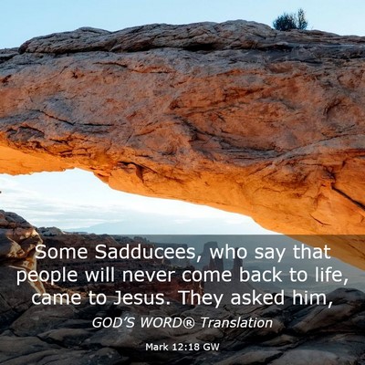 Picture 03 - Mark 12:18 GW - Some Sadducees, who say that people will never - Bible Verse Picture