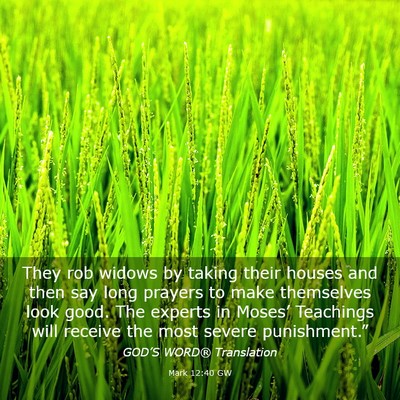 Picture 03 - Mark 12:40 GW - They rob widows by taking their houses and then - Bible Verse Picture