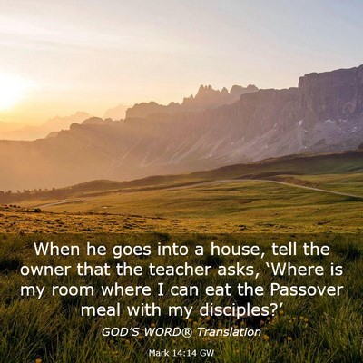 Picture 03 - Mark 14:14 GW - When he goes into a house, tell the owner that - Bible Verse Picture