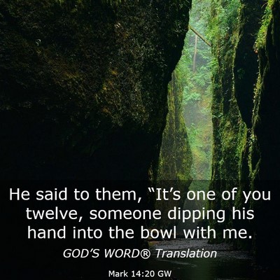 Picture 03 - Mark 14:20 GW - He said to them, “It’s one of you twelve, - Bible Verse Picture