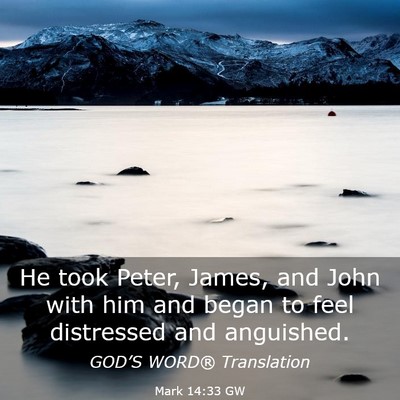 Picture 03 - Mark 14:33 GW - He took Peter, James, and John with him and began - Bible Verse Picture