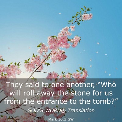 Picture 03 - Mark 16:3 GW - They said to one another, “Who will roll away - Bible Verse Picture