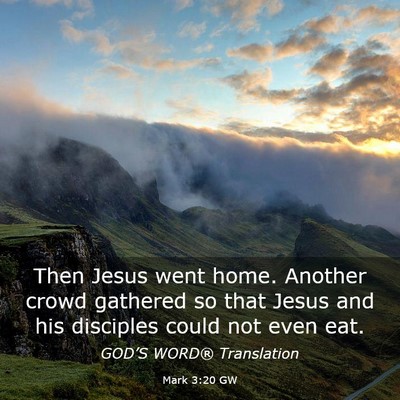 Picture 03 - Mark 3:20 GW - Then Jesus went home. Another crowd gathered so - Bible Verse Picture