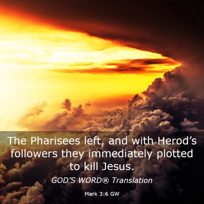 Picture 03 - Mark 3:6 GW - The Pharisees left, and with Herod’s followers - Bible Verse Picture