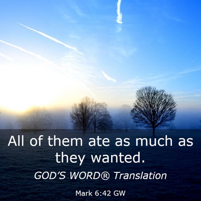 Picture 03 - Mark 6:42 GW - All of them ate as much as they - Bible Verse Picture