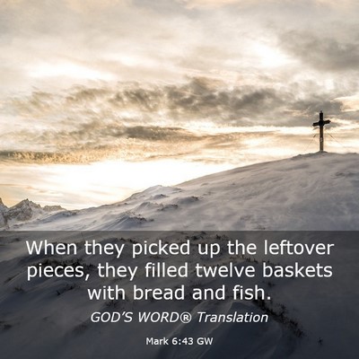 Picture 03 - Mark 6:43 GW - When they picked up the leftover pieces, they - Bible Verse Picture