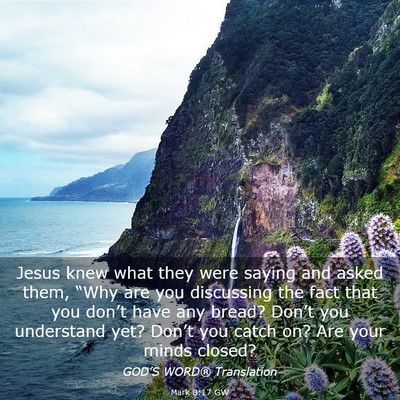 Picture 03 - Mark 8:17 GW - Jesus knew what they were saying and asked them, - Bible Verse Picture