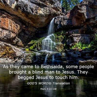 Picture 03 - Mark 8:22 GW - As they came to Bethsaida, some people brought a - Bible Verse Picture