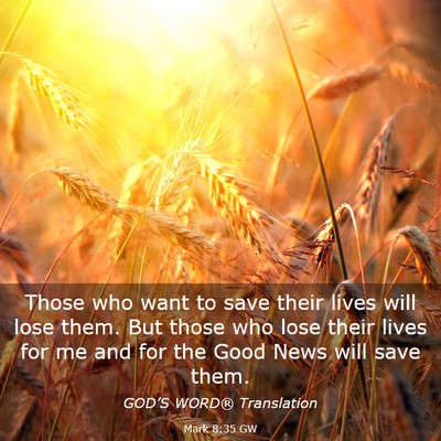 Picture 03 - Mark 8:35 GW - Those who want to save their lives will lose - Bible Verse Picture