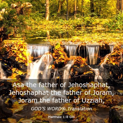 Picture 03 - Matthew 1:8 GW - Asa the father of Jehoshaphat, Jehoshaphat the - Bible Verse Picture