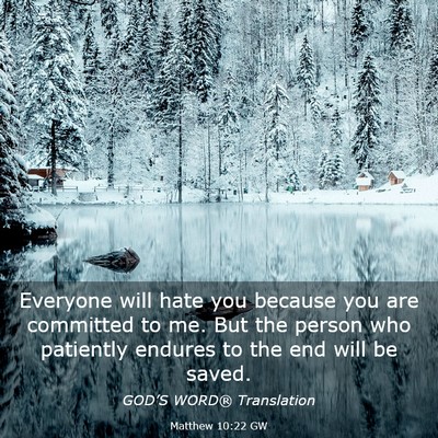 Picture 03 - Matthew 10:22 GW - Everyone will hate you because you are committed - Bible Verse Picture