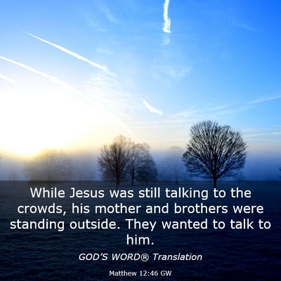 Picture 03 - Matthew 12:46 GW - While Jesus was still talking to the crowds, his - Bible Verse Picture