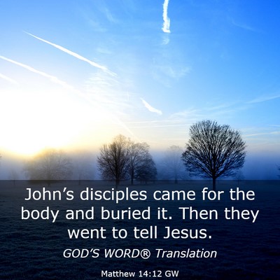 Picture 03 - Matthew 14:12 GW - John’s disciples came for the body and buried - Bible Verse Picture